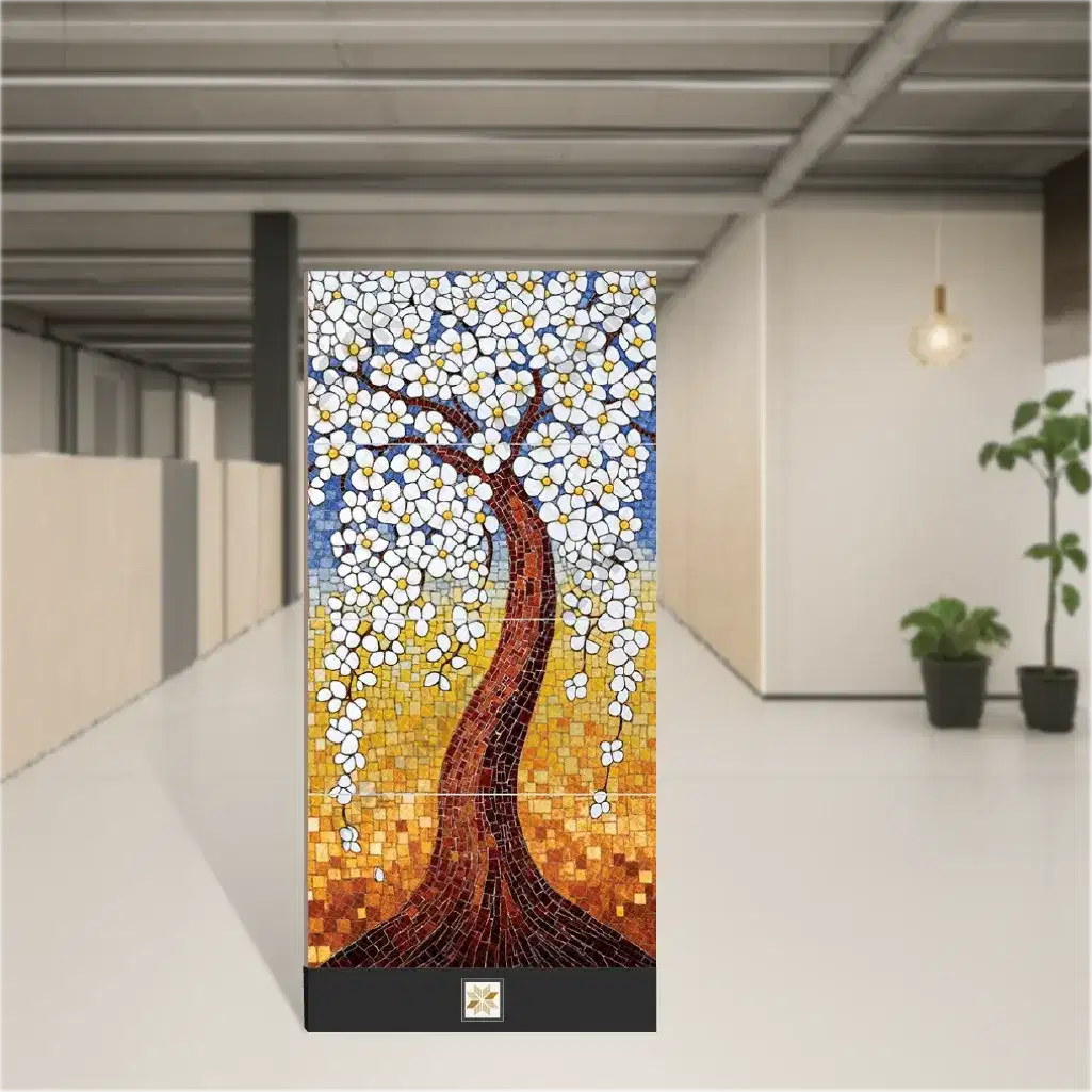 Vitrified White Tree Glossy Rectangular Tiles TL-8500 (4x2 feet | 9 mm)-0