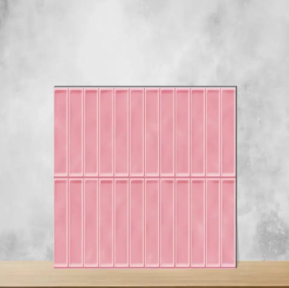 Ceramic Petaltrail Pink Glossy Rectangular Tiles TL-9081-B (24x12 inch | 9 mm)-0