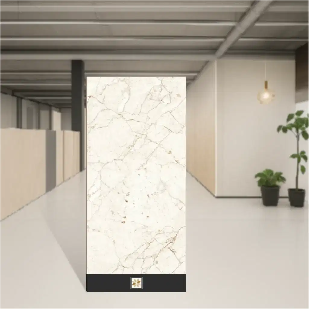 Vitrified Rozalia White Marbles & Stones Glossy Rectangular Tiles TL-9122 (4x2 feet | 9 mm)-0