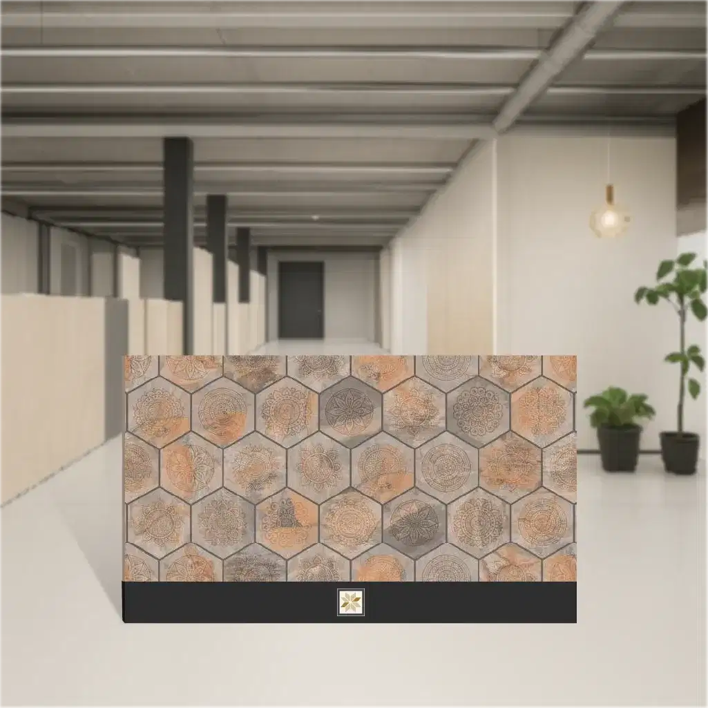 Vitrified Juniper Brown Hexagonal Tiles Matt Rectangular Tiles TL-9197 (4x2 feet | 9 mm)-0