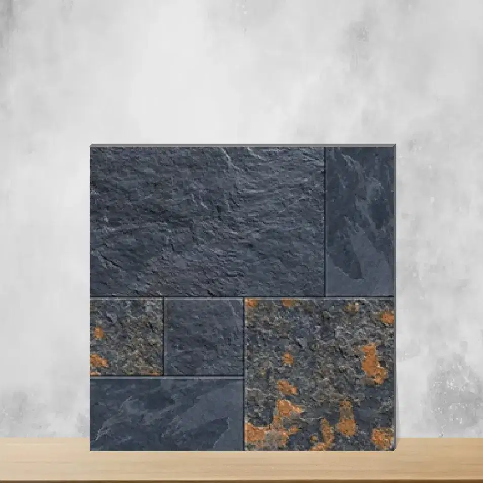 Vitrified Stonis Black Marbles & Stones Matt Square Tiles TL-9373 (16x16 inch | )-0