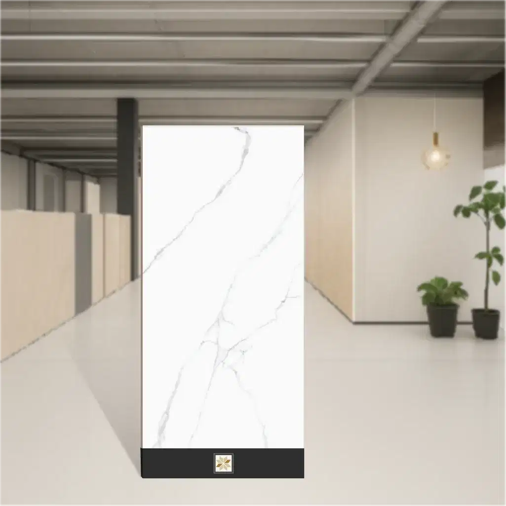 Vitrified Majestic Atlantica White Marbles & Stones Hi-Glossy Rectangular Tiles TL-9661 (8x4.1 feet | 9 mm)-0