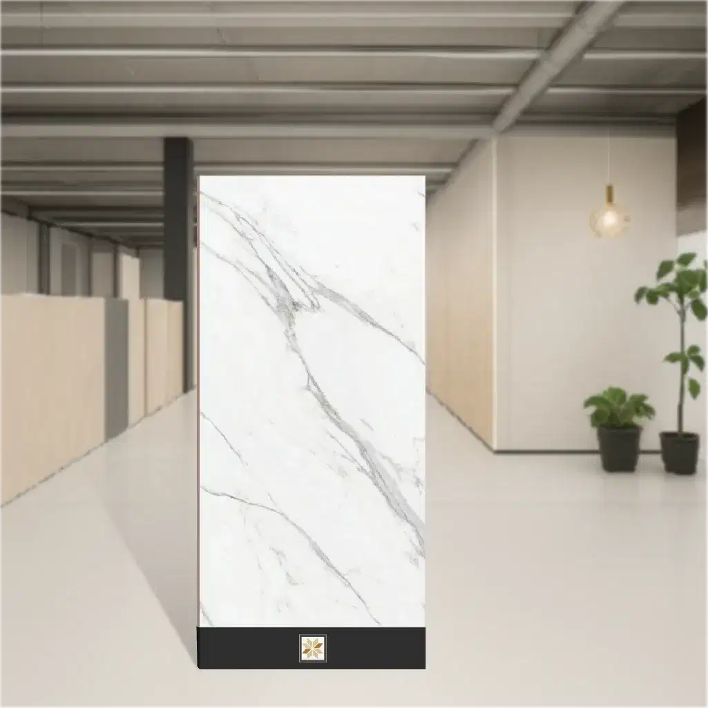 Vitrified Majestic Pacific White Marbles & Stones Hi-Glossy Rectangular Tiles TL-9674 (8x4.1 feet | 9 mm)-0