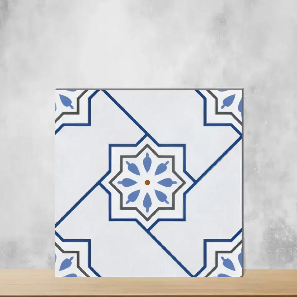 Ceramic Marrakech Blossom Blues Moroccans Matt Square Tiles TL-9934 (12x12 inch | 9 mm)-0