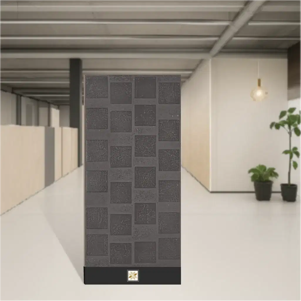 Vitrified Stars Nero Cube Punch Textures Matt Rectangular Tiles TL-6002-J (4x2 feet | 9 mm)-0