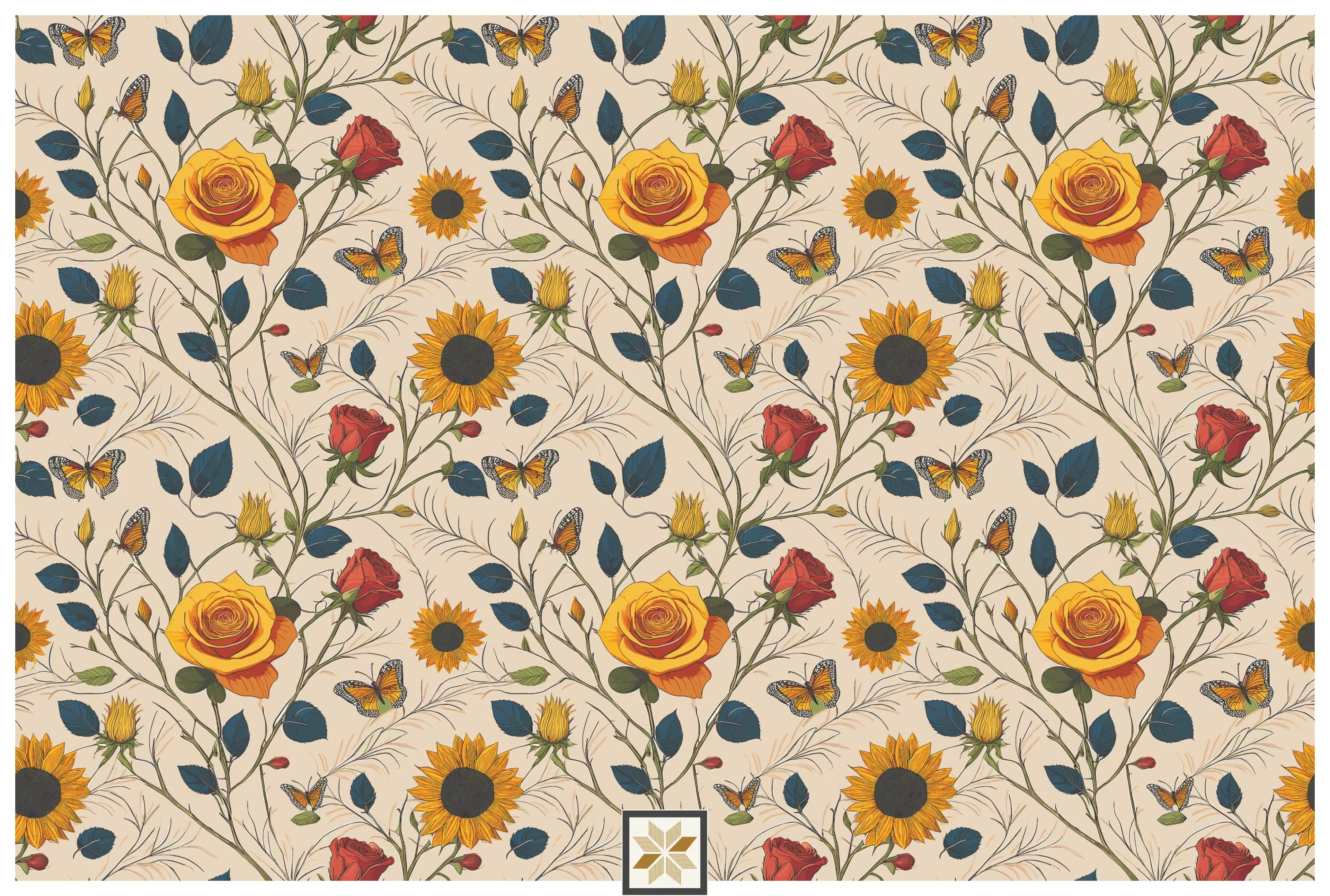 Beige Flower Non Woven Artistic Charm Wallpaper ( inches width) : WP-26861-C-0