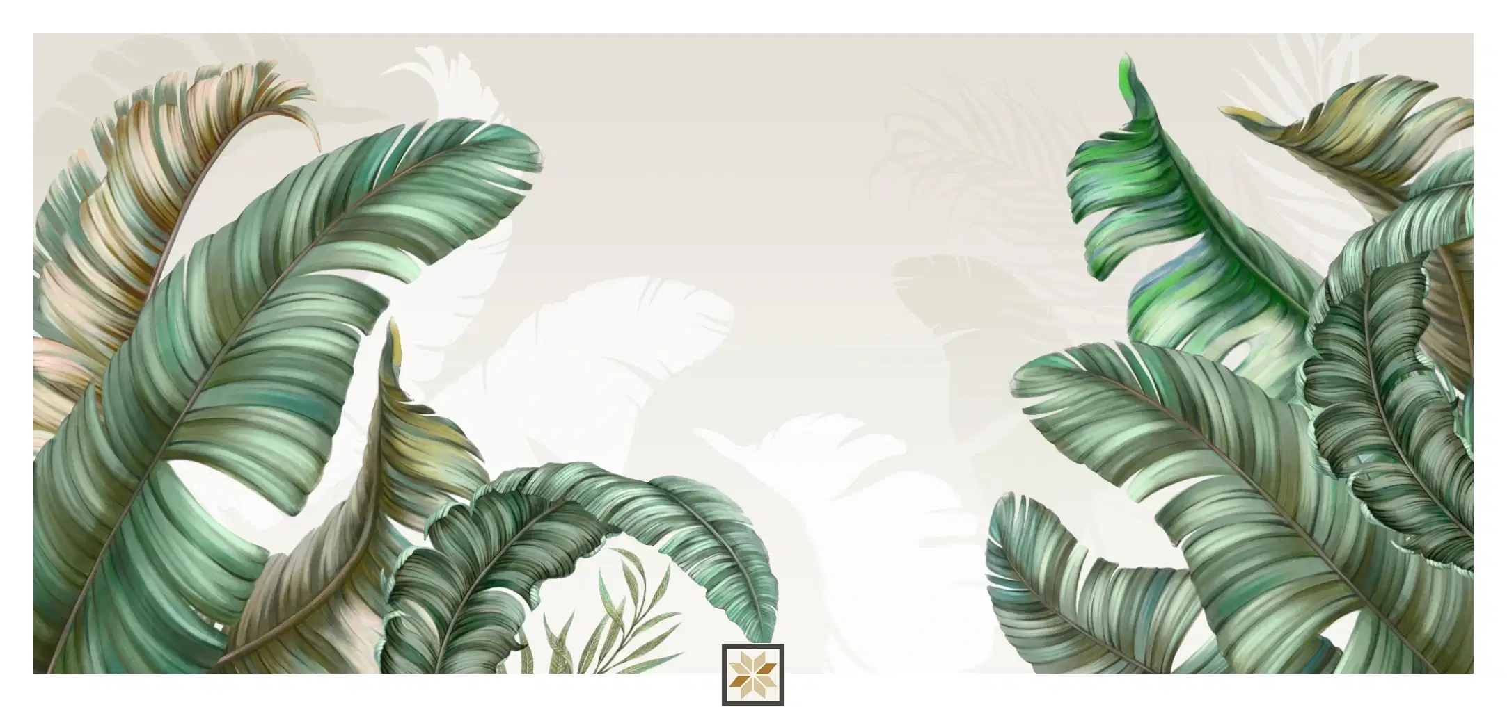 Grey Tropical Canvas Nature Art Wallpaper ( inches width) : WP-26873-B-0