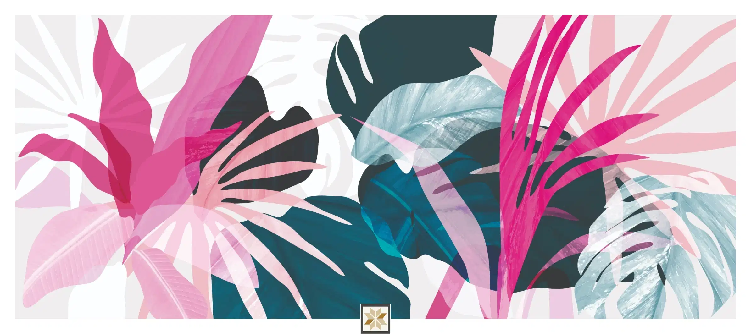 White Tropical Canvas Nature Art Wallpaper ( inches width) : WP-26866-B-0