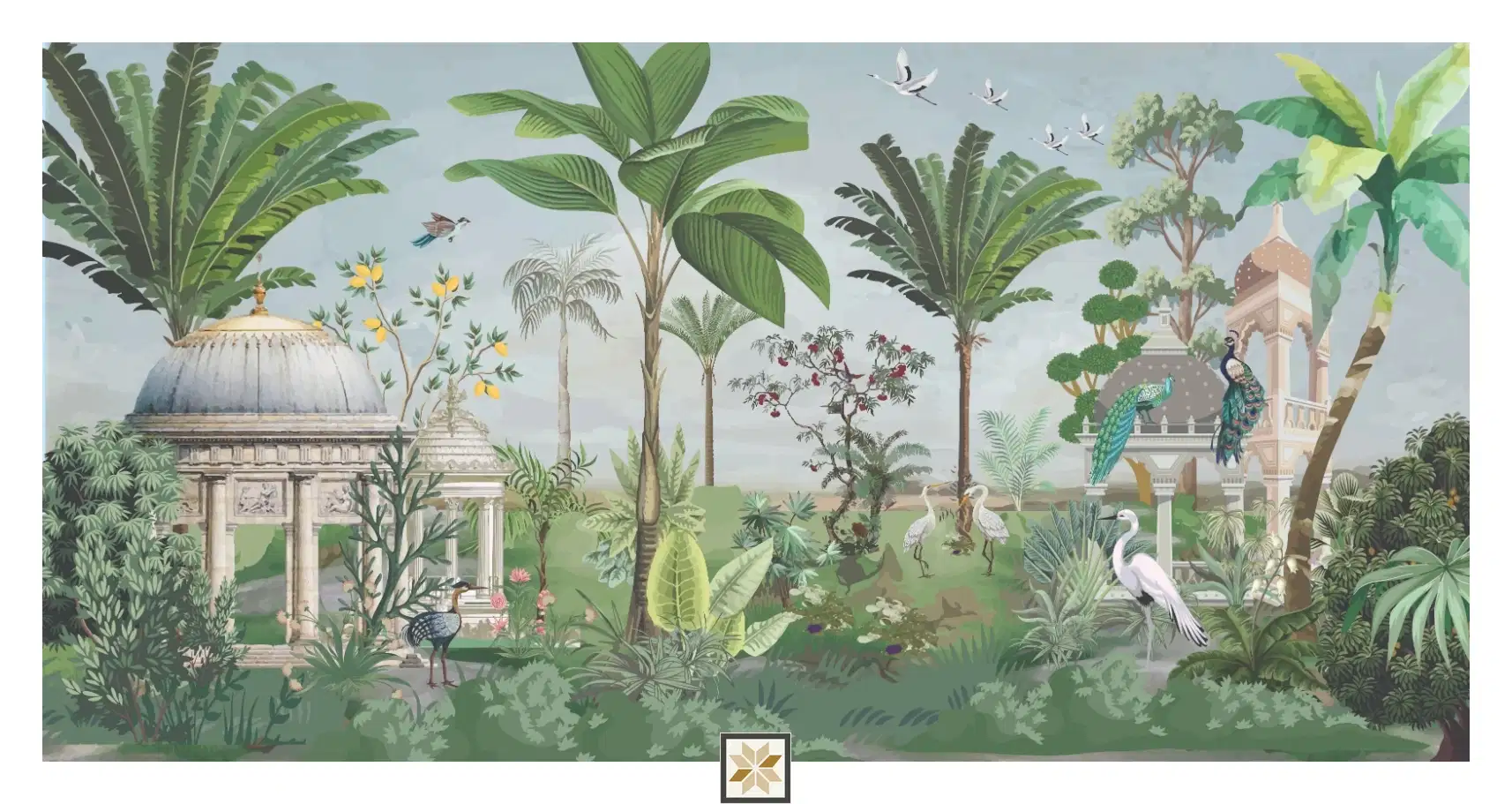 Green Tropical Canvas Artistic Charm Wallpaper ( inches width) : WP-26871-B-0