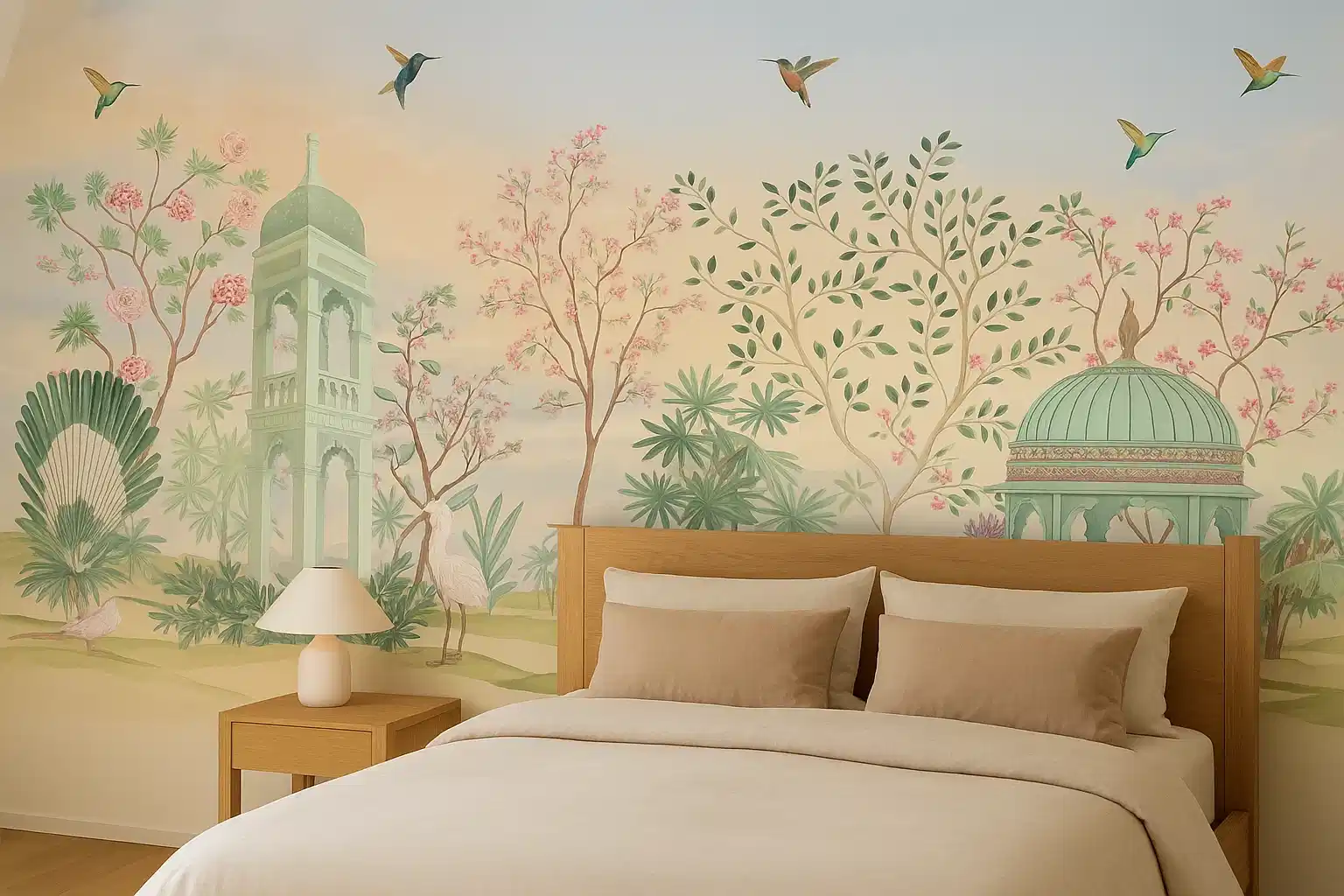 Nature Inspired Bedroom with Chinoiserie Wallpaper