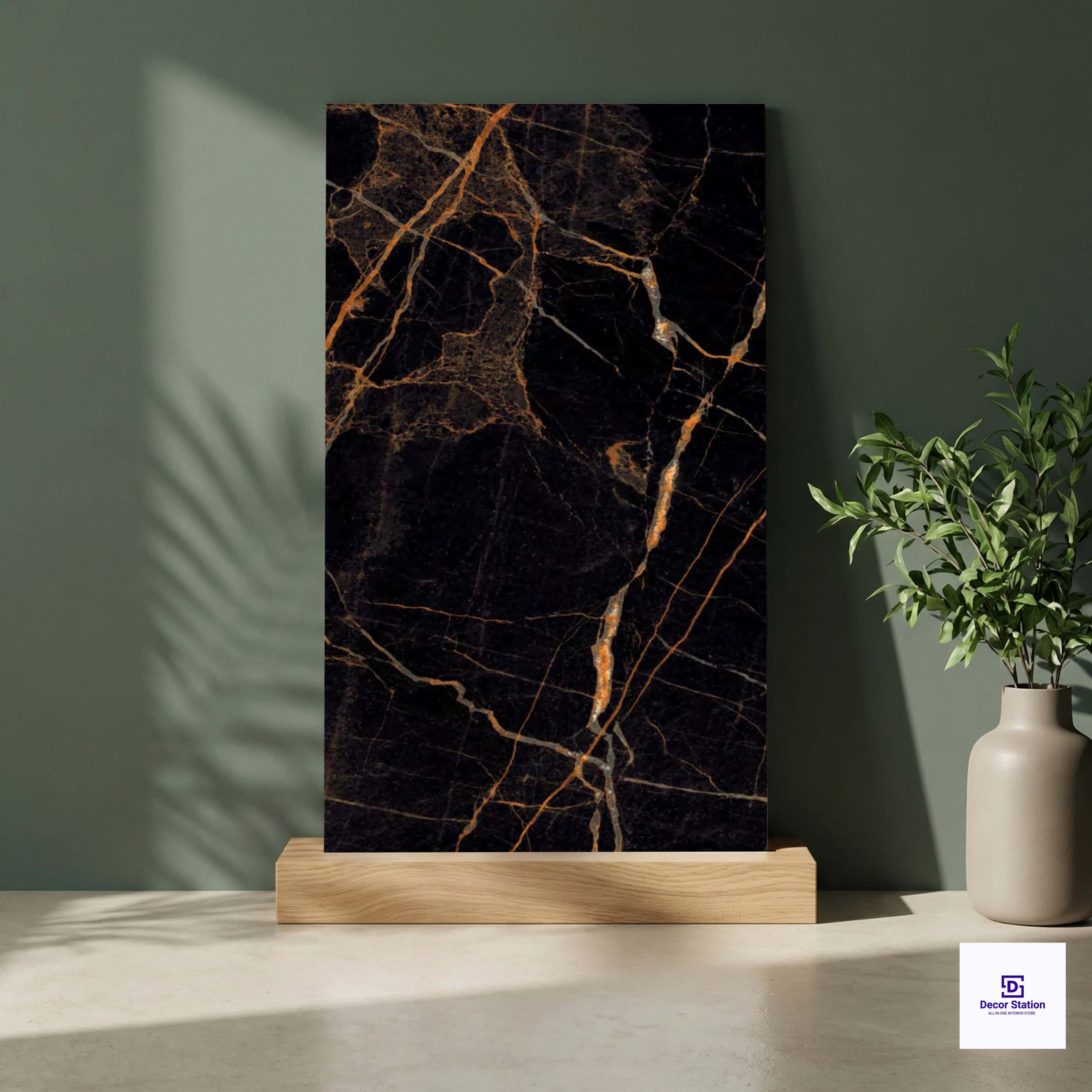 Laurent Black Marble Look Lastra Dark 2x4 ft 8mm tile | TL-52912-A