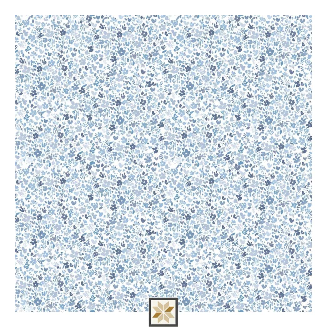 Blue Flower Non Woven Wallpaper (530 inches width) : WP-35154-B-0