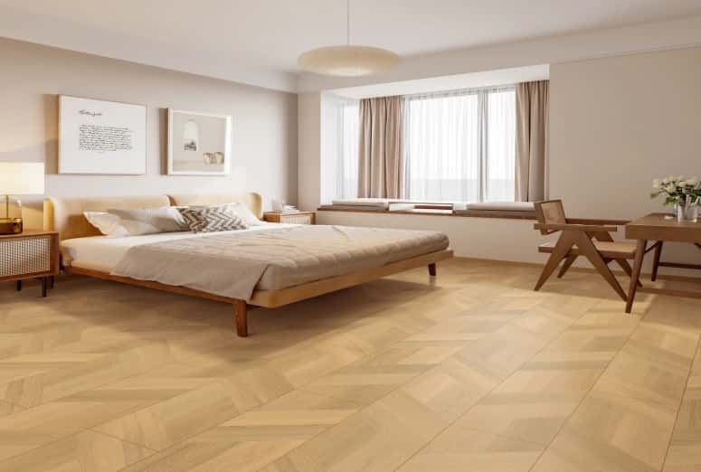 Caramel Wheat Finish HDF Wooden Flooring | Best for Balcony, Bedroom, Kitchen, Living Room, Office | WF-25158-C-0